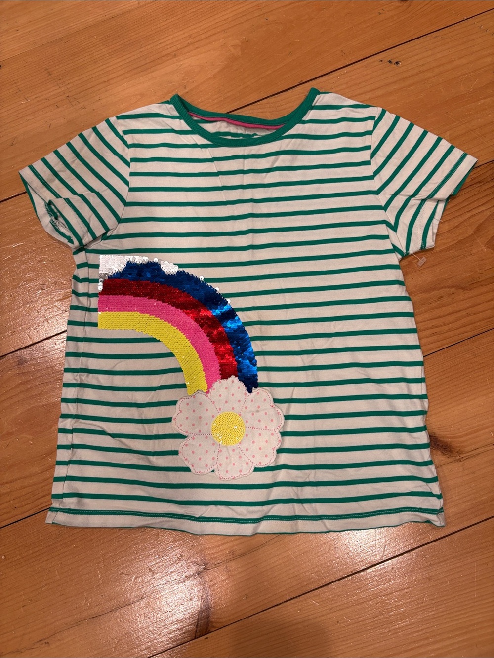 Mini Boden rainbow striped shirt